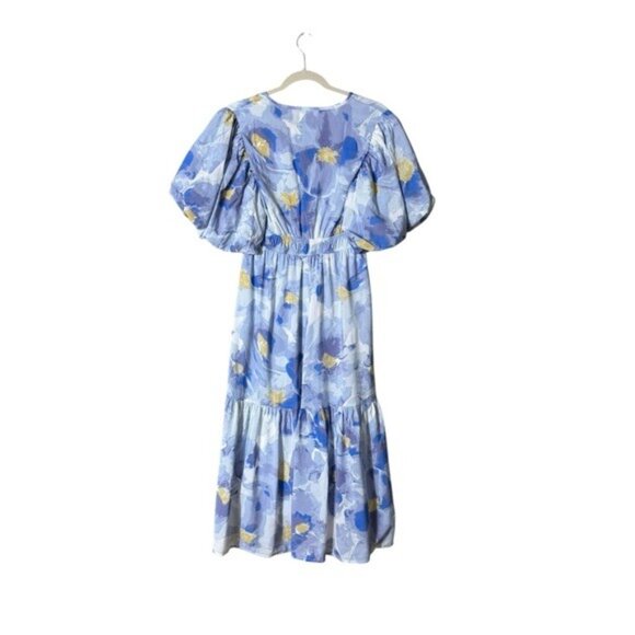 Water Color Floral Milkmaid Maxi Dress Size Medium Babydoll Fairycore Whimsical - Picture 4 of 6